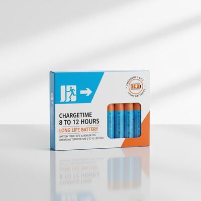 وقت الشحن 8 إلى 12 ساعة بطاريات إضاءة الطوارئ عمر طويل مع عمر دورة البطارية الأقصى 500 ودرجة حرارة التشغيل 0 إلى 45 درجة مئوية