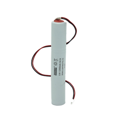2500mAh الطوارئ ضوء حزمة بطارية Ni Cd 3.6V أبيض اللون PVC