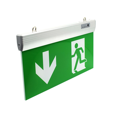 علامة خروج الطوارئ باللون الأخضر LED بطارية مزدوجة الوجهين AC85 - 265V 50 / 60H