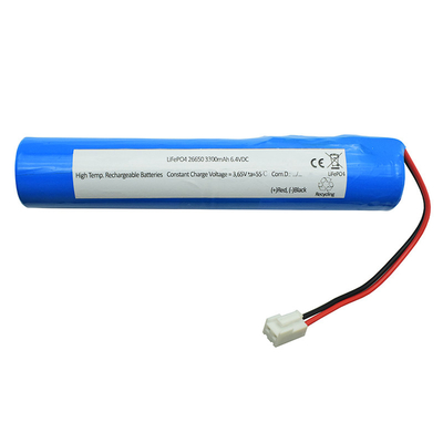 6600mah 6.4 فولت Lifepo4 بطارية ليثيوم أيون IFR26650 لإضاءة الطوارئ