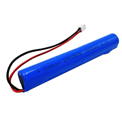 1600mAh 6.4V أسطواني النار الخروج بطاريات ضوء LiFePO4 IFR18650