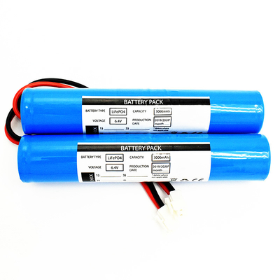 بطارية LiFePO4 2x26650 3000mAh 6.4V نوع العصا (المرفق JST VH-2P ، UL1015 18 # ، طول السلك 150mm)