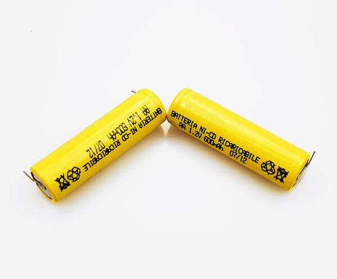 بطارية ني سي دي 16.6 جرام 1.2 فولت قابلة لإعادة الشحن أصفر PVC AA600mAh