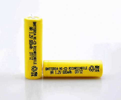 بطارية ني سي دي 16.6 جرام 1.2 فولت قابلة لإعادة الشحن أصفر PVC AA600mAh