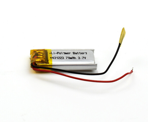 3.7V 70mAh بطارية ليبو بطارية ليثيوم بوليمر قابلة للشحن 431223