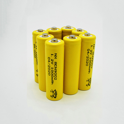 أصفر PVC 1.2 فولت خلايا بطارية Nicd قابلة لإعادة الشحن AA1000mAh نوع العصا